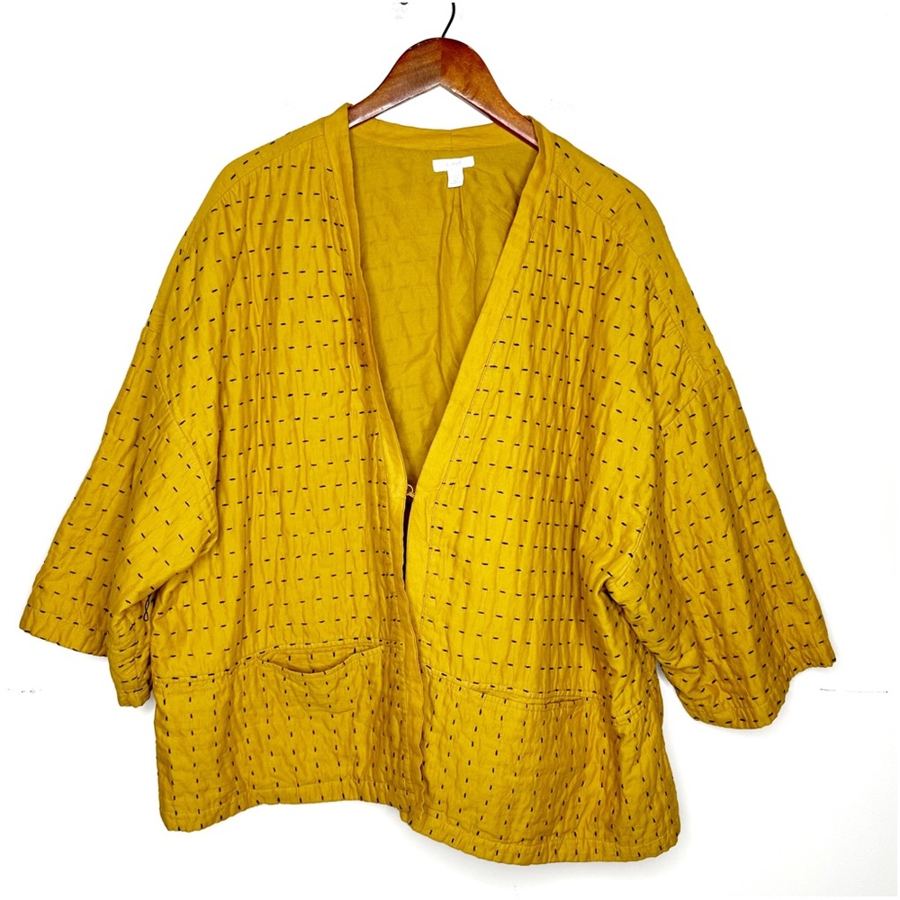 J. Jill Pure Jill Kantha-Stitched Kimono Jacket size 4X Color Golden Rod #238944 - Picture 2 of 13